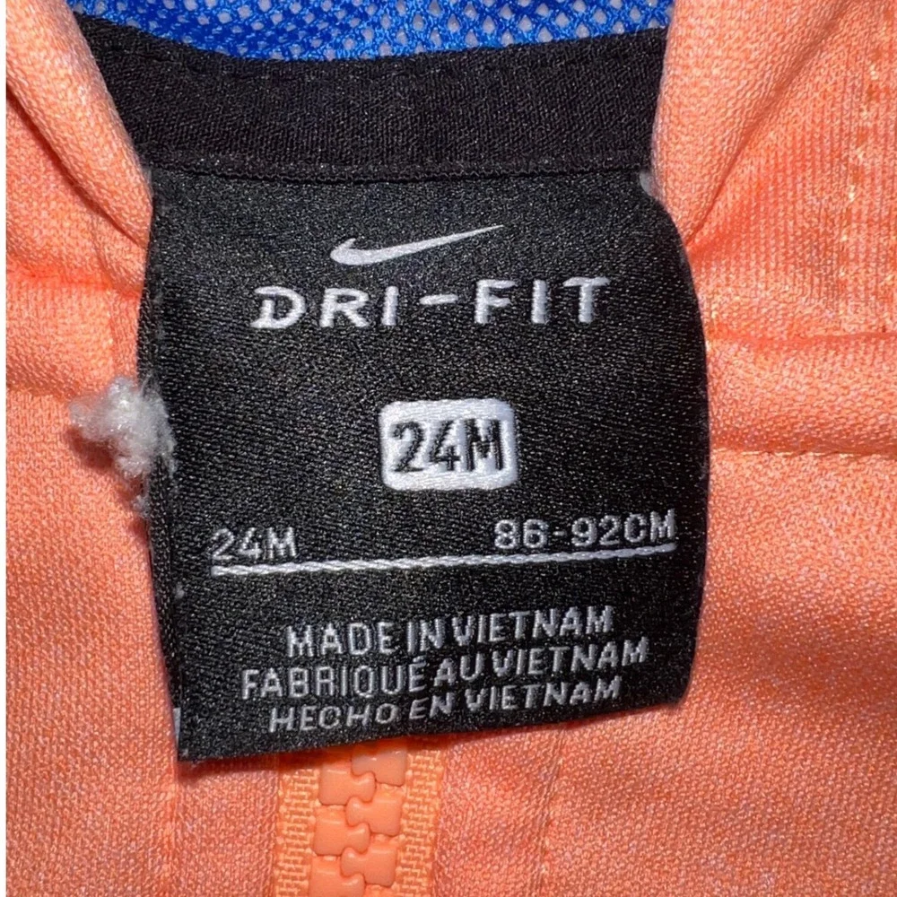 Nike Dri Fit Toddler Boys Girls Orange Zip Up Hoodie Jacket‎ 24M
